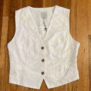 White linen blend waist coat Sz M